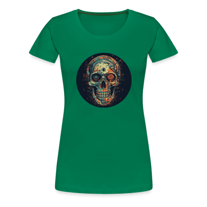 Retro Futuristischer Totenkopf Skull Cyborg- Frauen Premium T-Shirt - by Artful Alchemist