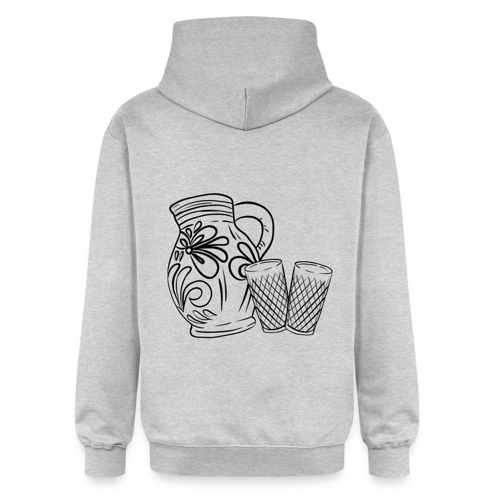 Bembel mit Gläsern  - Hessisch Mundart - Unisex Premium Hoodie - Hellgrau meliert