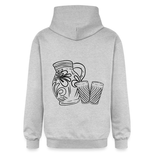 Bembel mit Gläsern  - Hessisch Mundart - Unisex Premium Hoodie - Hellgrau meliert