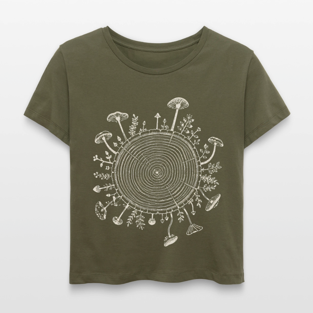 Baumringe & Pilze - Stanley/Stella Relaxed Rundhals Frauen Bio-T-Shirt SERENA - Khaki