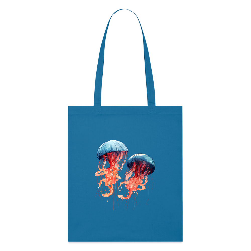 Rosa Blaue Aquarell Quallen - Stofftasche - Königsblau