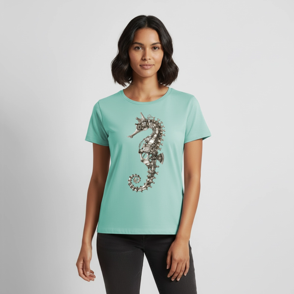 Clockwork Seahorse – Steampunk - Frauen Premium Bio T-Shirt - by Artful Alchemist