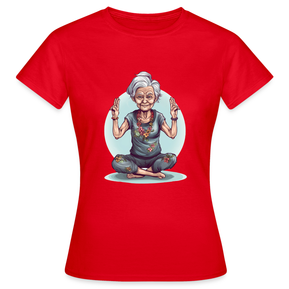 Coole Yoga Oma - Meditation im besten Alter  - Frauen T-Shirt - Rot