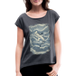 Vintage Hammerhai im japanischen inspirierten Tattoo Stil - Frauen T-Shirt mit gerollten Ärmeln - Navy meliert