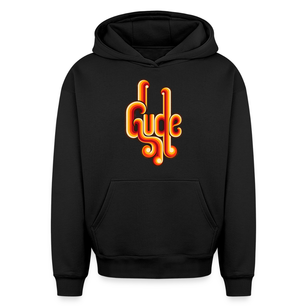Gude Retro – Oversized Heavyweight Unisex Hoodie - Schwarz
