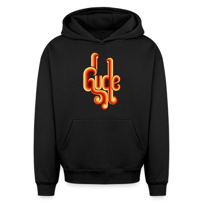 Gude Retro – Oversized Heavyweight Unisex Hoodie - Schwarz