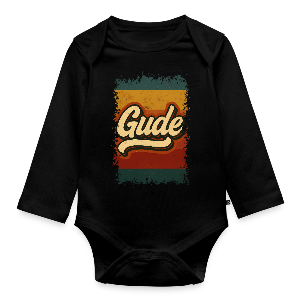 „Gude“ – Retro Look aus Hessen - Baby Bio-Langarm-Body - Schwarz