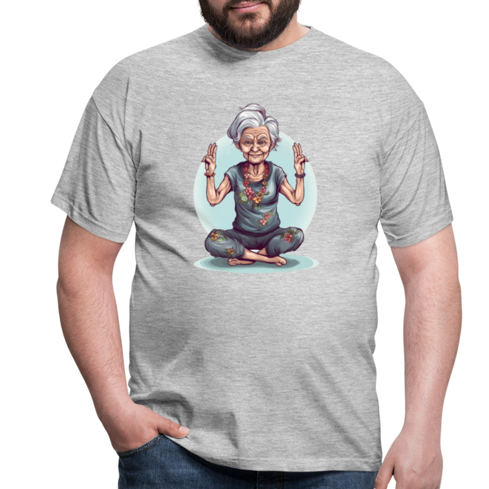 Coole Yoga Oma - Meditation im besten Alter  - Männer T-Shirt - Grau meliert