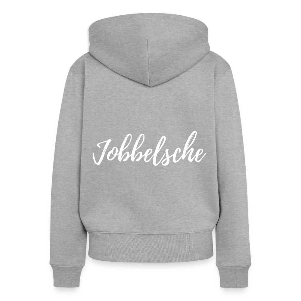Jobbelsche - Hessisch Mundart - Frauen Premium Kapuzen Jacke - Grau meliert