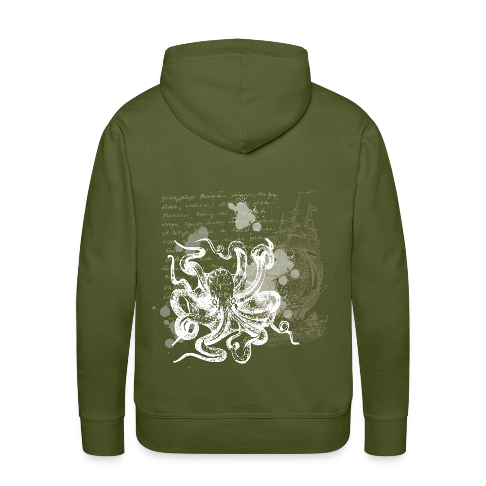 Vintage Steampunk Oktopus Motiv - Männer Premium Hoodie - Olivgrün