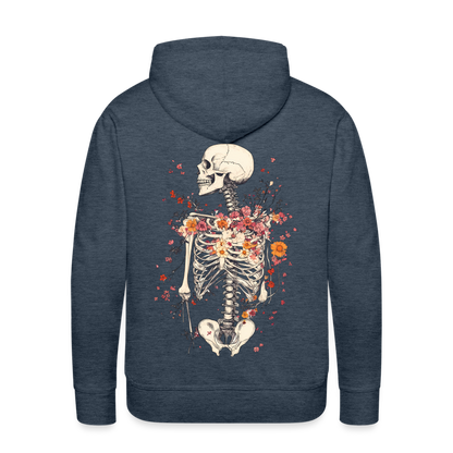 Skelett mit zarten Blumen im Boho Look - Männer Premium Hoodie - by Artful Alchemist