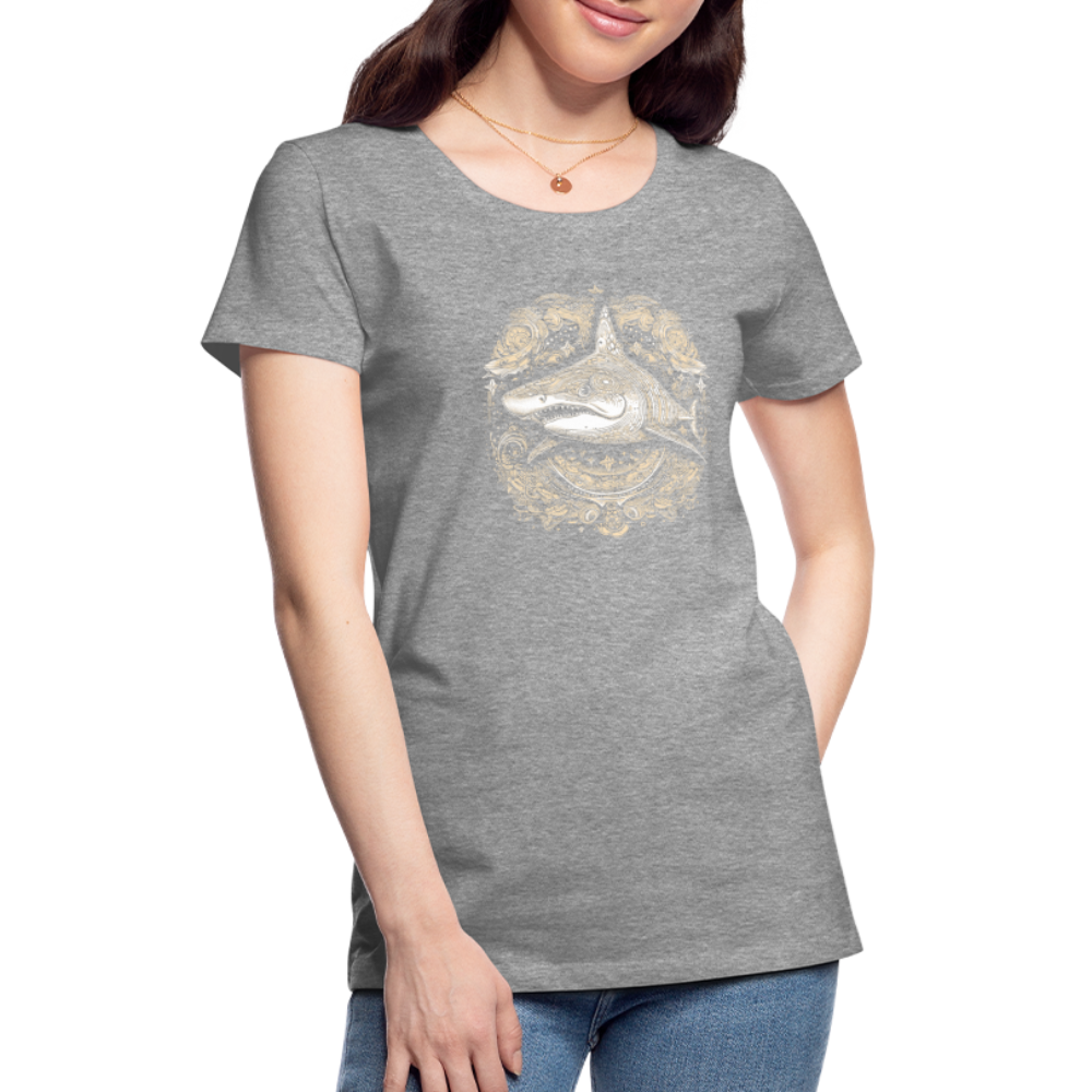 Cooler Hai mit Boho/Tribal Mustern - Frauen Premium T-Shirts - Grau meliert