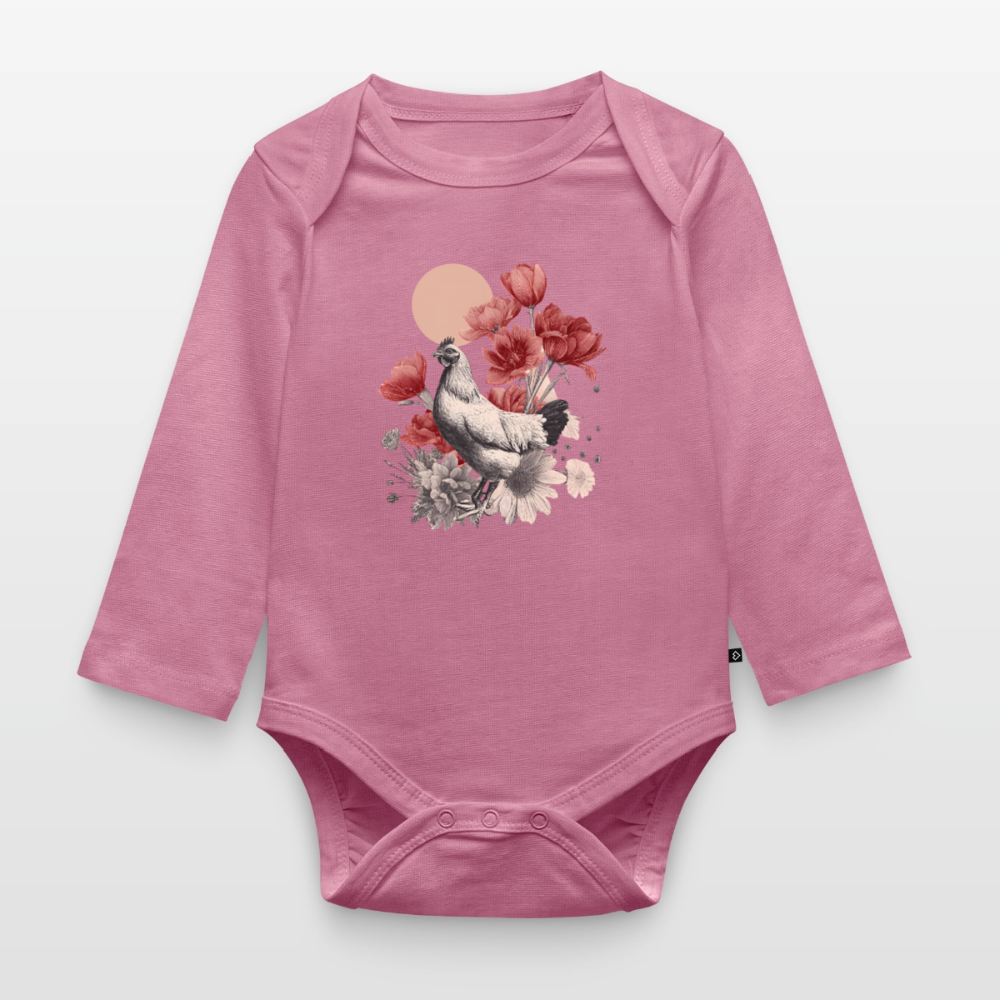 Vintage Boho Blossom Chicken - Baby Bio-Langarm-Body - by Artful Alchemist