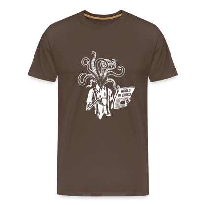 Kaffee trinkendes Skelett mit Tentakeln, Zeitung - Männer Premium T-Shirt - by Artful Alchemist