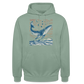 Kosmischer Wal – Retro Ocean Art - Unisex Hoodie - Graugrün