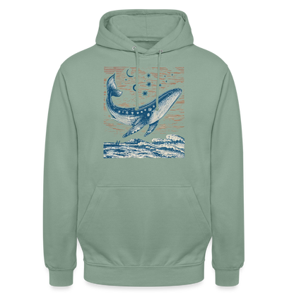 Kosmischer Wal – Retro Ocean Art - Unisex Hoodie - by Artful Alchemist