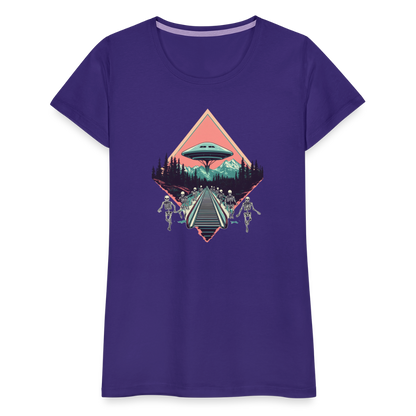 Retro UFO 80er Jahre Motiv - Frauen Premium T-Shirt - by Artful Alchemist