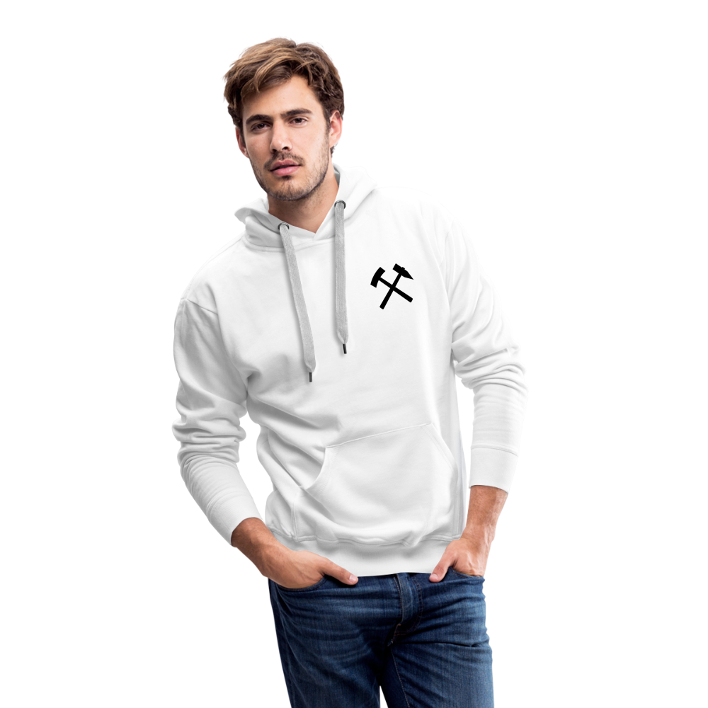 Berbau, Schlägel und Eisen, Bergkristall auf dem Rücken - Männer Premium Hoodie - Weiß