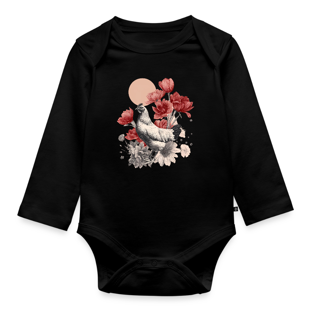 Vintage Boho Blossom Chicken - Baby Bio-Langarm-Body - by Artful Alchemist