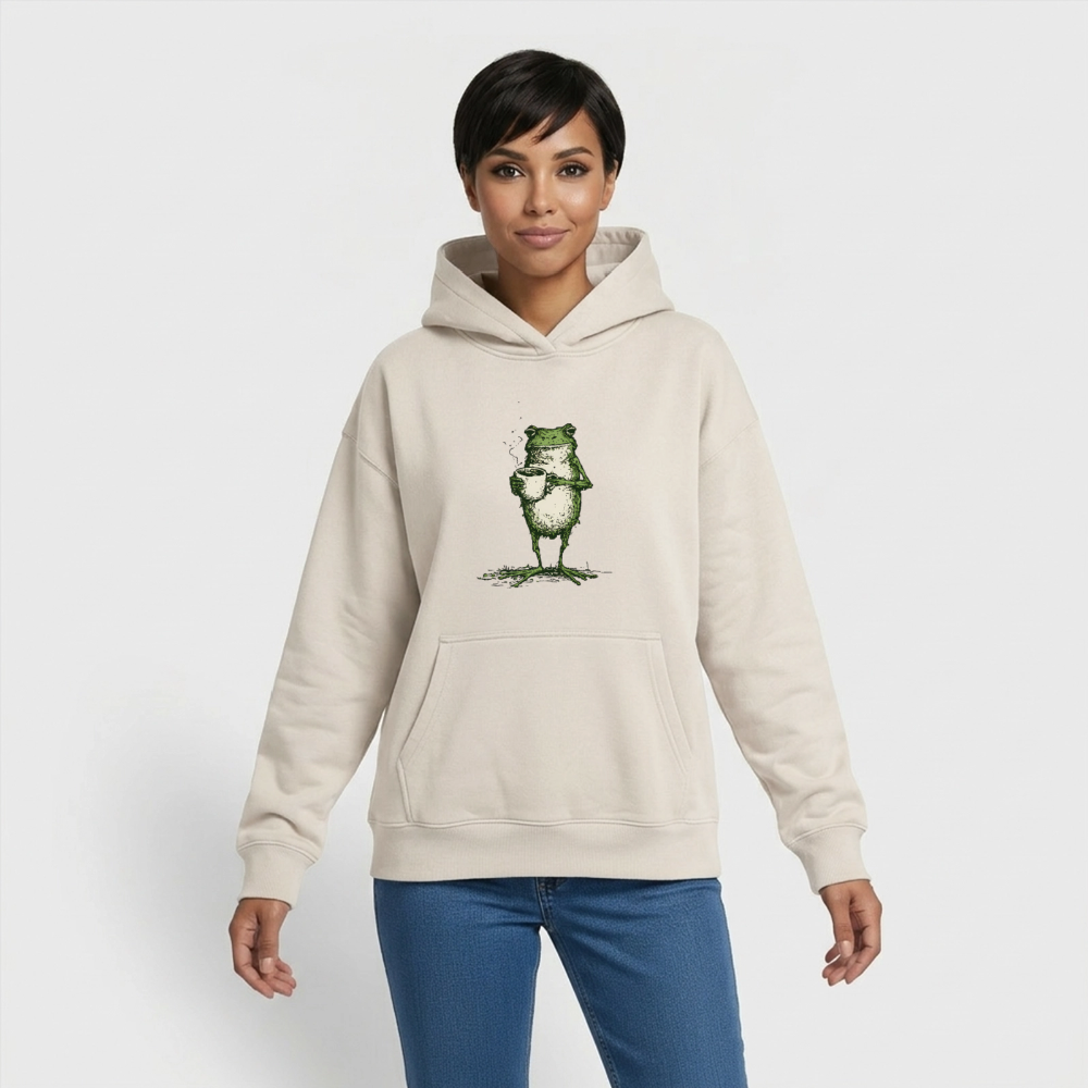 Coffee Frog – Oversized Heavyweight Unisex Hoodie - Beige