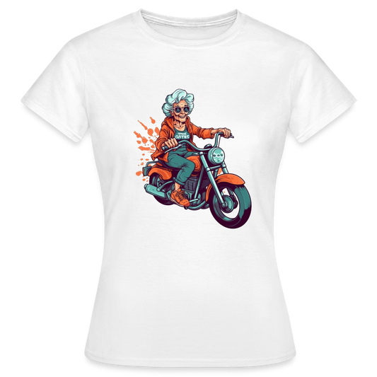 Coole alte Biker Oma - Motorrad Omi  - Frauen T-Shirt - Weiß