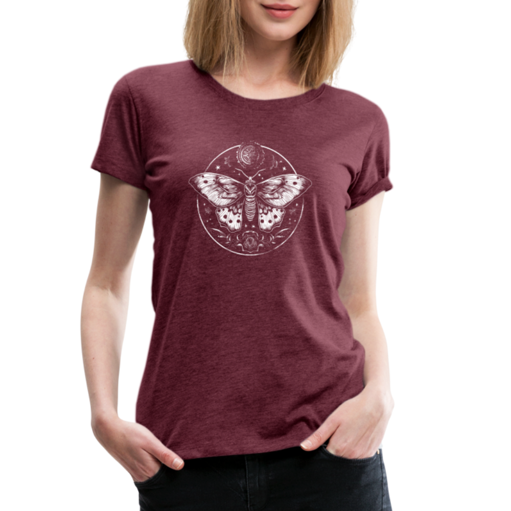 Mystische Motte, Falter mit magischen Details - Women Premium T-Shirt - Bordeauxrot meliert