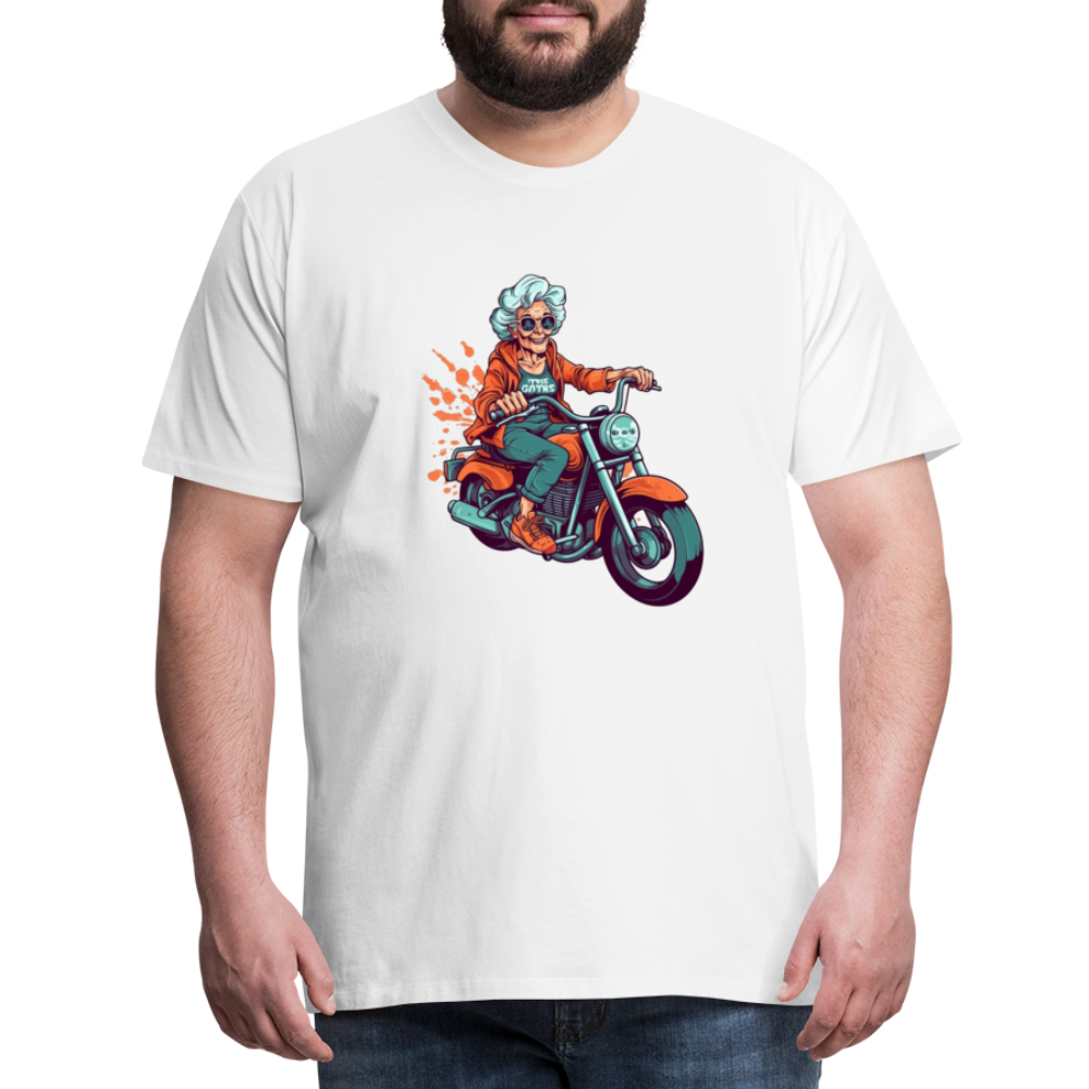 Coole alte Biker Oma - Motorrad Omi  - Männer T-Shirt - Weiß