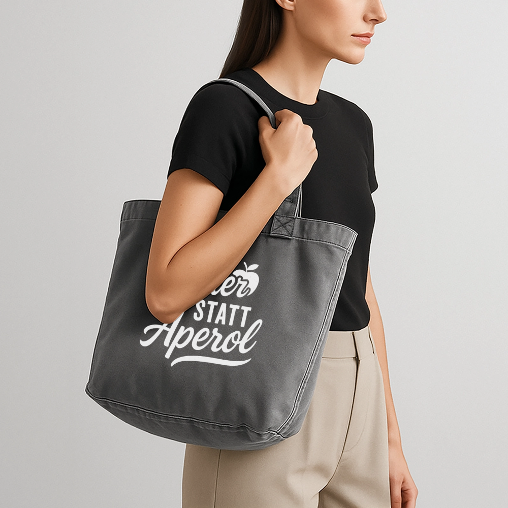 Äppler statt Aperol - Vintage-Washed Shopper - Vintage Schwarz