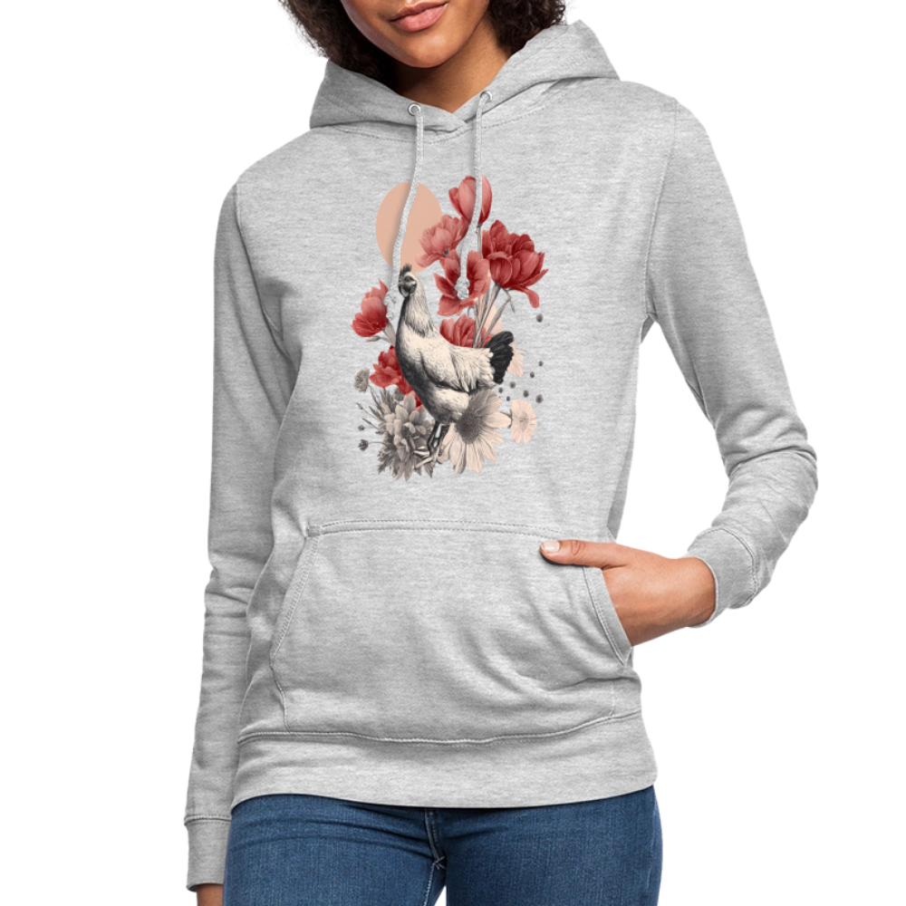 Vintage Boho Blossom Chicken - Frauen Hoodie - Hellgrau meliert
