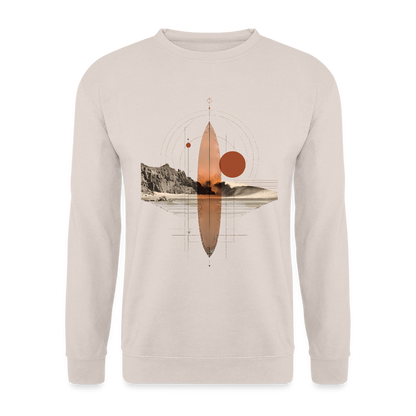 Geometrisches Surfbrett Design – Surreal Sunset Waves - Unisex Pullover - Sand