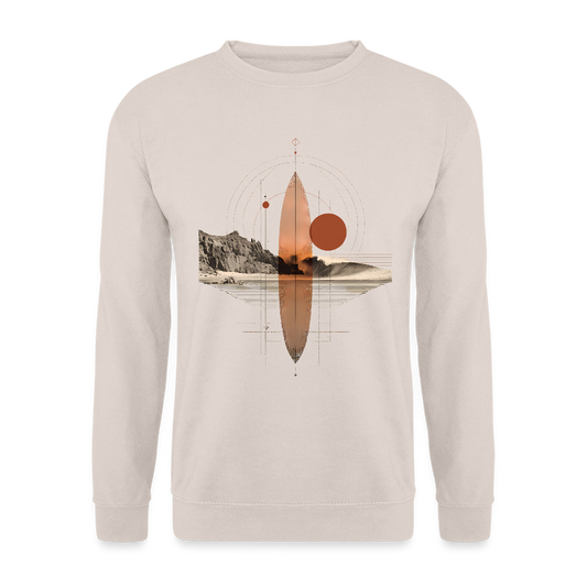 Geometrisches Surfbrett Design – Surreal Sunset Waves - Unisex Pullover - Sand