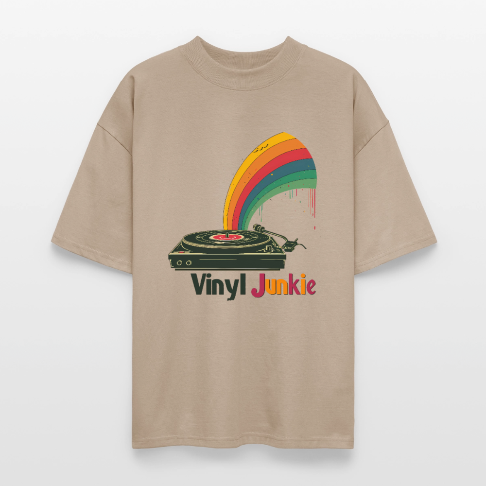 Vinyl Junkie Rainbow - Stanley/Stella Oversized Unisex Bio T-Shirt Blaster 2.0 - by Artful Alchemist