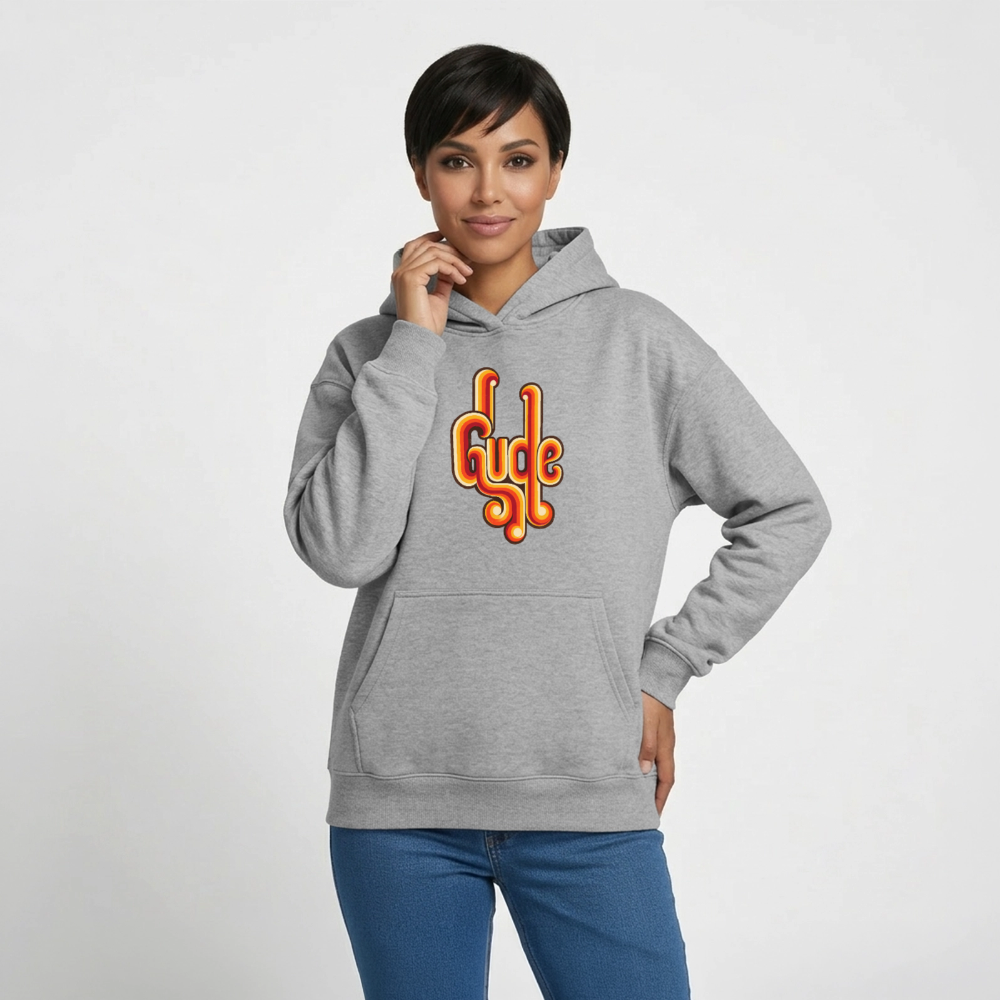 Gude Retro – Oversized Heavyweight Unisex Hoodie - Grau meliert