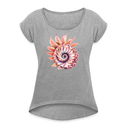 Fedriger Tentakel Nautilus - Goldener Schnitt - Frauen T-Shirt mit gerollten Ärmeln - by Artful Alchemist