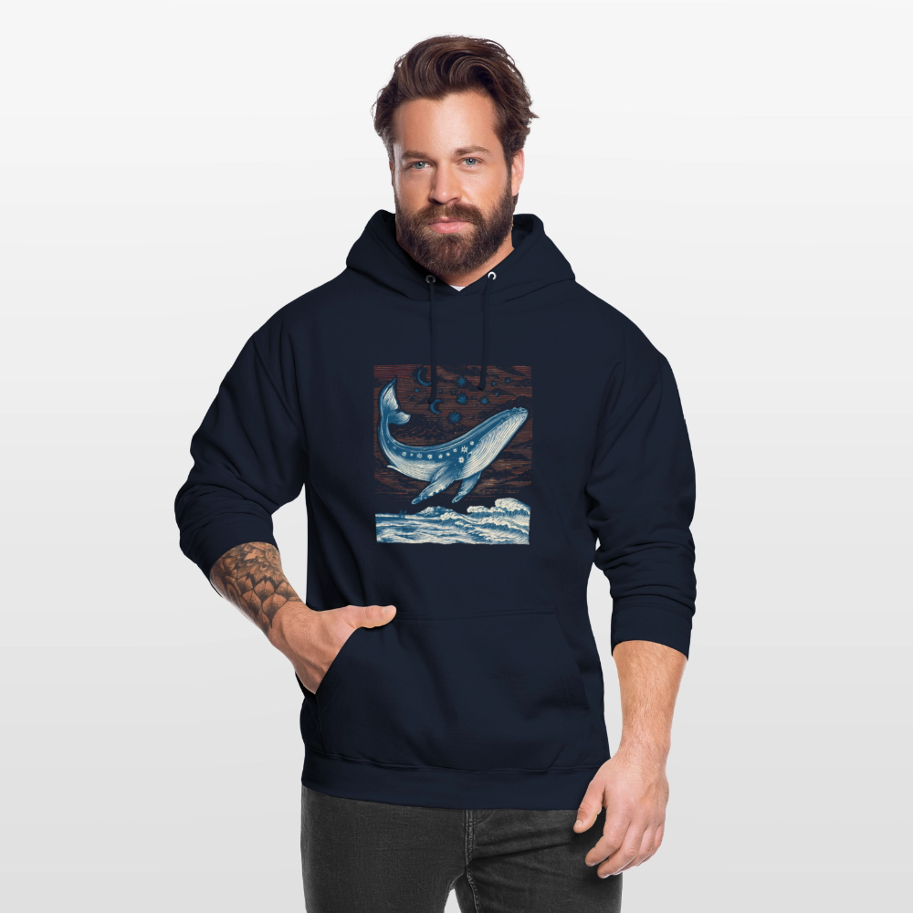 Kosmischer Wal – Retro Ocean Art - Unisex Hoodie - Navy