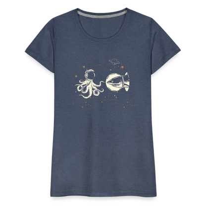Begegnung zwischen Hai und Oktopus im Weltall - Frauen Premium T-Shirts - by Artful Alchemist