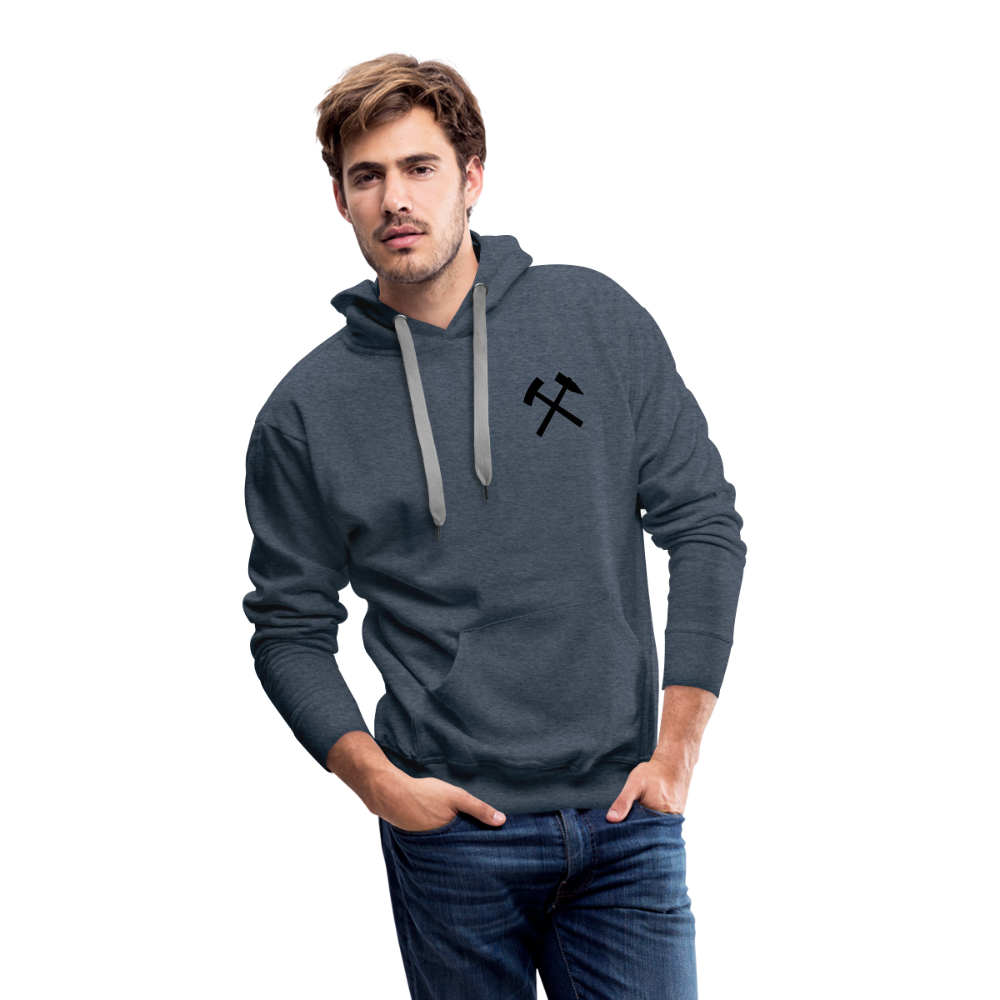 Berbau, Schlägel und Eisen, Bergkristall auf dem Rücken - Männer Premium Hoodie - Jeansblau