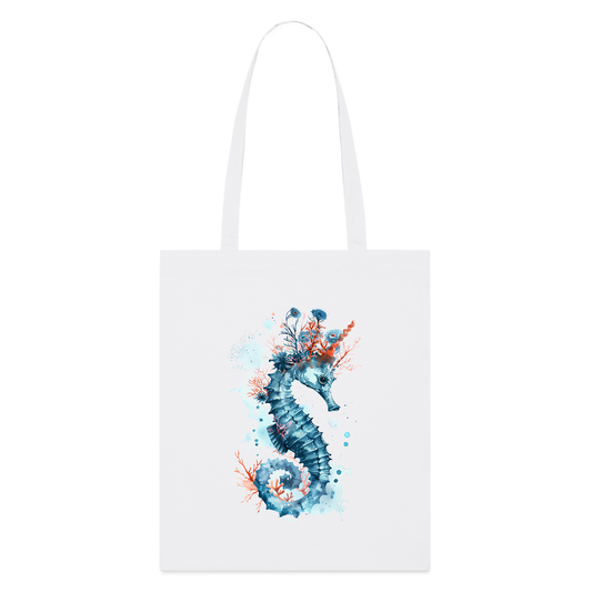 Seepferdchen als Aquarelle - Stanley/Stella Bio-Stoffbeutel - Weiß