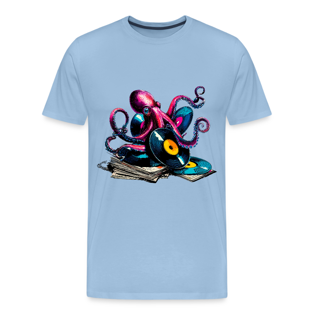 DJ Oktopus – Wenn Tiefsee auf Vinyl trifft - Männer Premium Bio T-Shirt - Sky