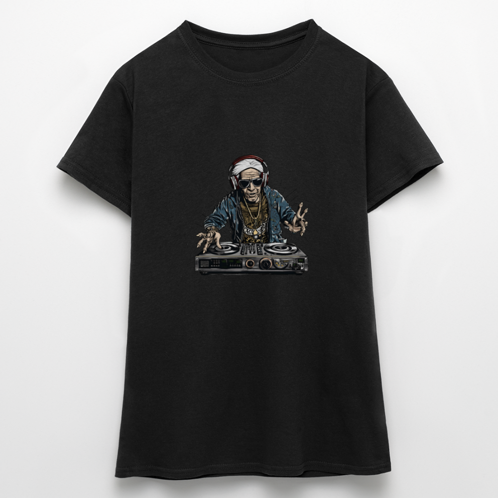 Cooler alter Mann als DJ Hipster mit Kopfhörern - Frauen T-Shirt - Schwarz