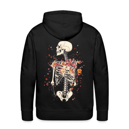 Skelett mit zarten Blumen im Boho Look - Männer Premium Hoodie - Schwarz