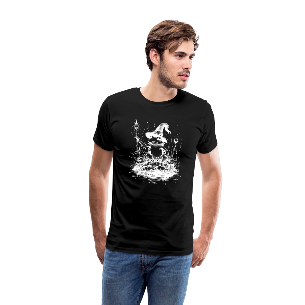 Magischer Frosch mit Zauberhut und Zauberstab - Männer Premium T-Shirt - Schwarz