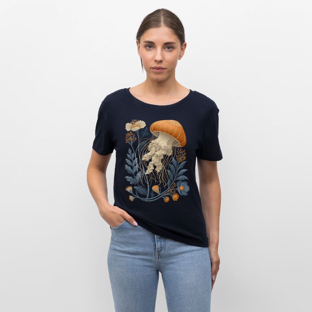 Floral Jellyfish - Stanley/Stella Relaxed Rundhals Frauen Bio-T-Shirt SERENA - Navy