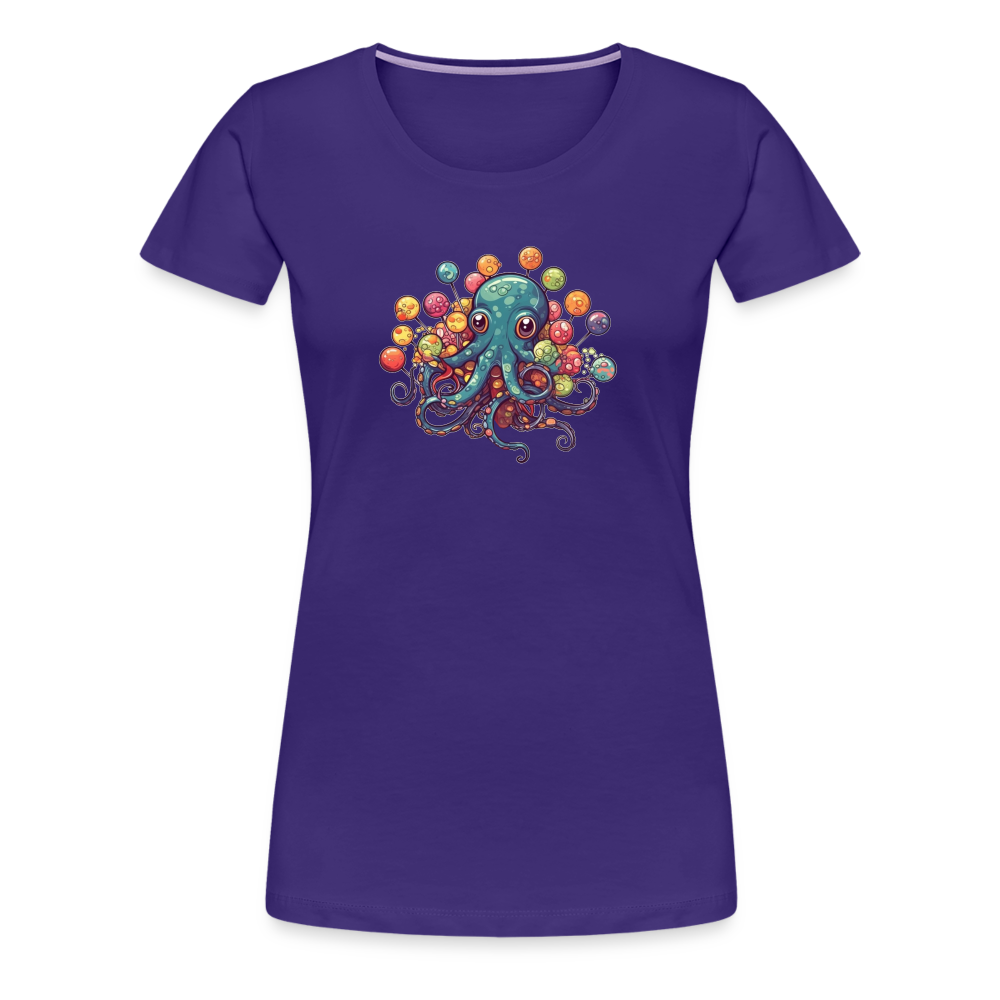 Lustiger Comic Oktopus mit Lollipops - Frauen Premium T-Shirts - Lila