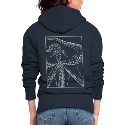 Lineart Oktopus im Rahmen - Frauen Premium Kaputzenjacke - by Artful Alchemist