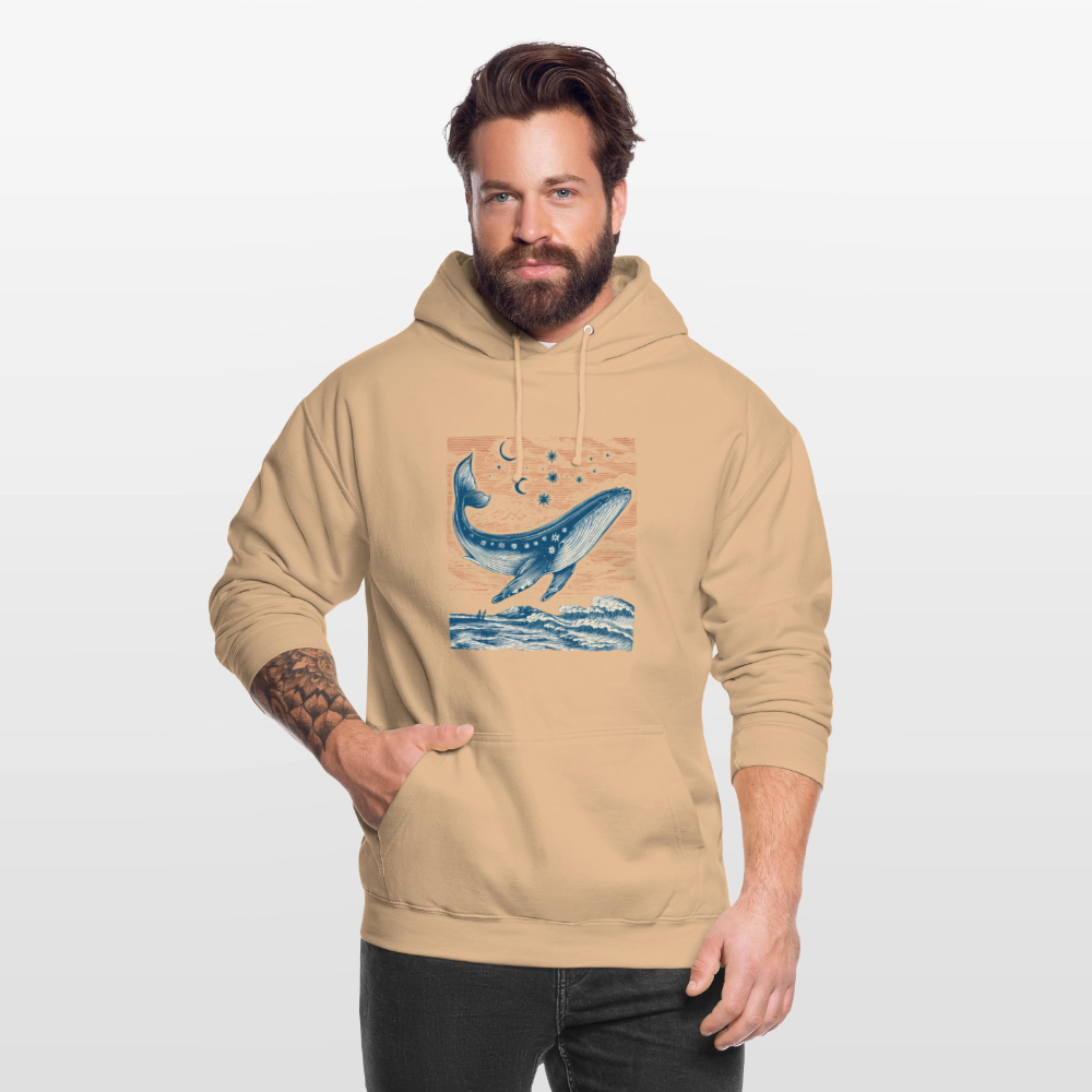 Kosmischer Wal – Retro Ocean Art - Unisex Hoodie - Pfirsich