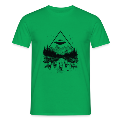 Katzen die in Richtung UFO laufen - Männer T-Shirt - by Artful Alchemist