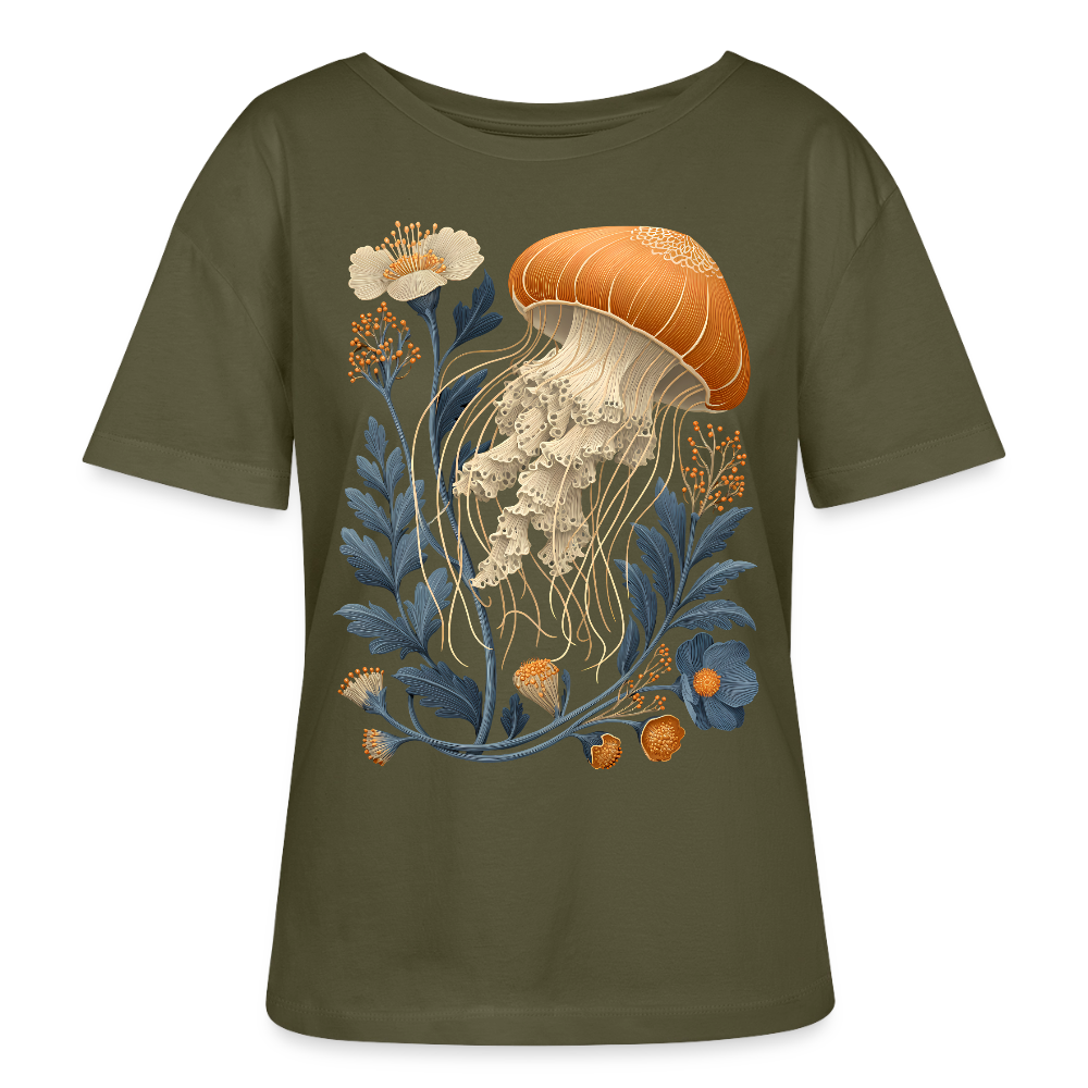 Floral Jellyfish - Stanley/Stella Relaxed Rundhals Frauen Bio-T-Shirt SERENA - Khaki