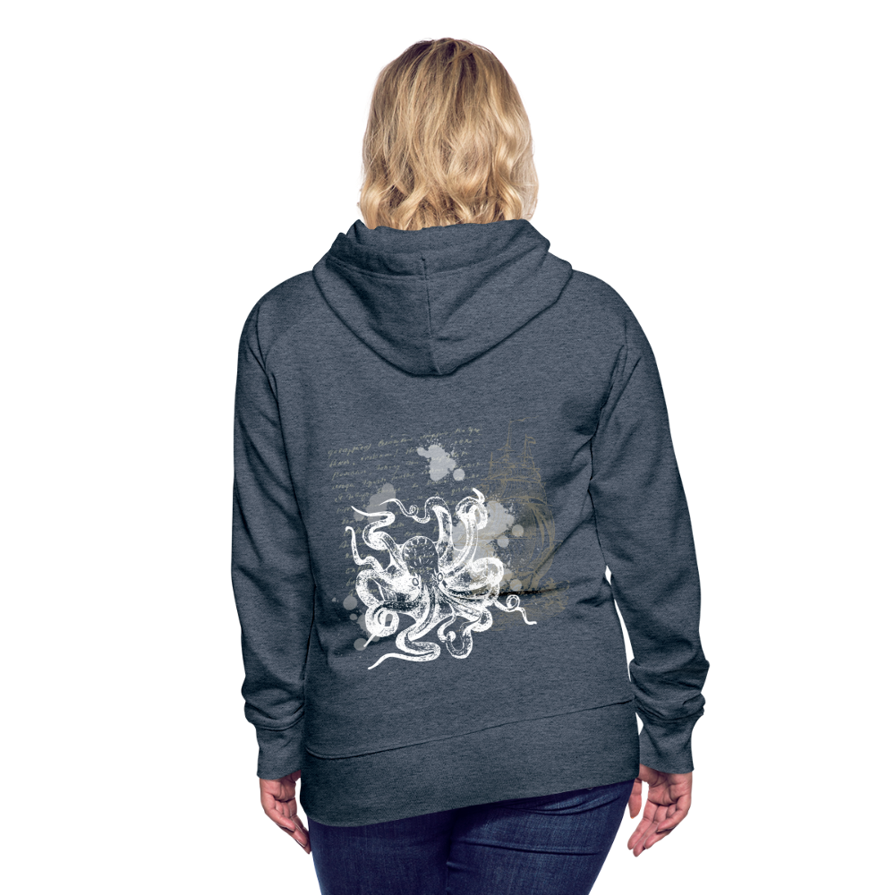 Vintage Steampunk Oktopus Motiv - Frauen Premium Hoodie - Jeansblau