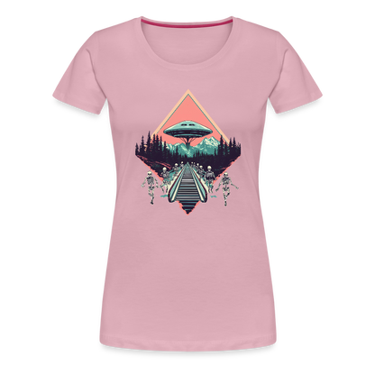 Retro UFO 80er Jahre Motiv - Frauen Premium T-Shirt - by Artful Alchemist